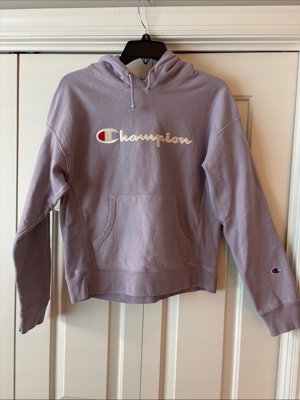 Champion Lavender Crewneck Hoodie Sweatshirt with Script Logo - Women